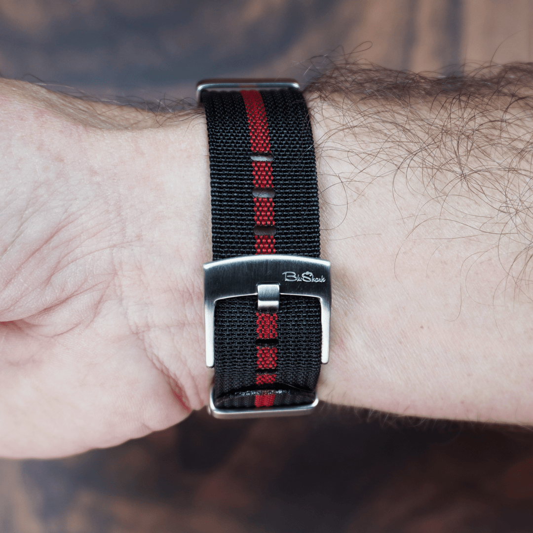 Ribbed Mako FN - Black & Red - BluShark Straps