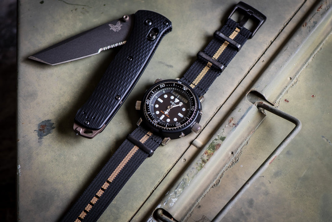 Ribbed Mako FN - Black & Tan - BluShark Straps