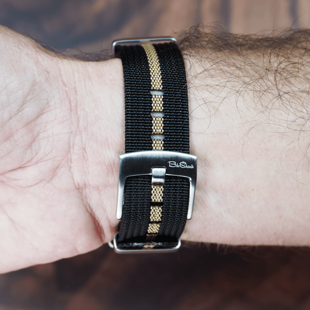 Ribbed Mako FN - Black & Tan - BluShark Straps