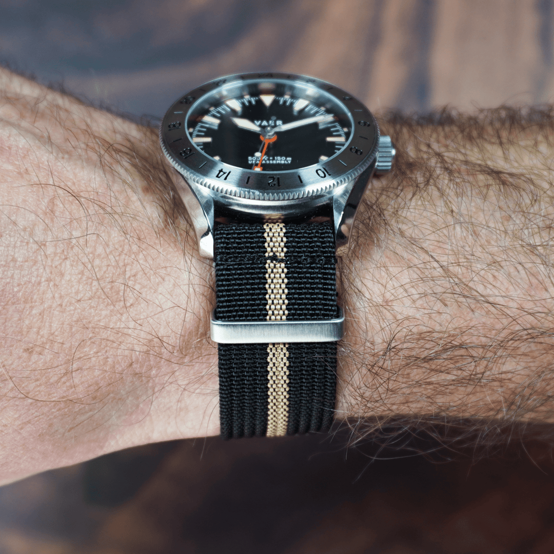 Ribbed Mako FN - Black & Tan - BluShark Straps