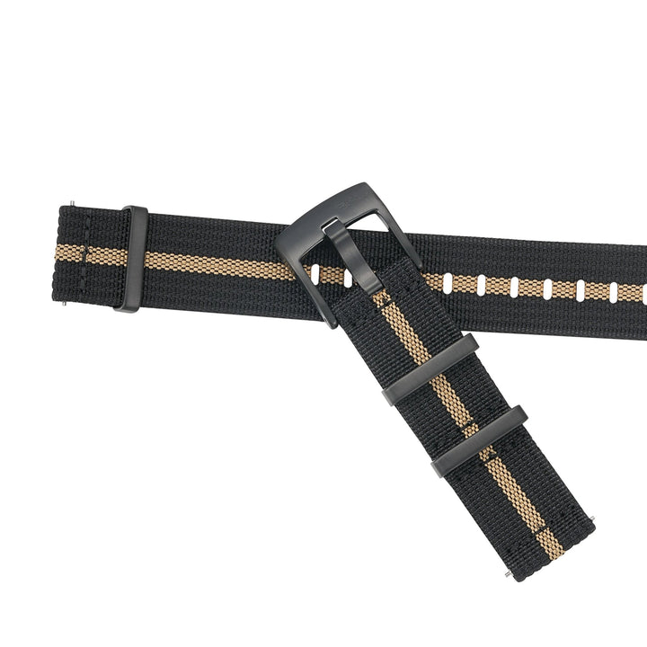 Ribbed Mako FN - Black & Tan - BluShark Straps