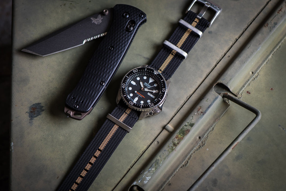 Ribbed Mako FN - Black & Tan - BluShark Straps