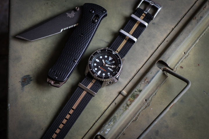 Ribbed Mako FN - Black & Tan - BluShark Straps