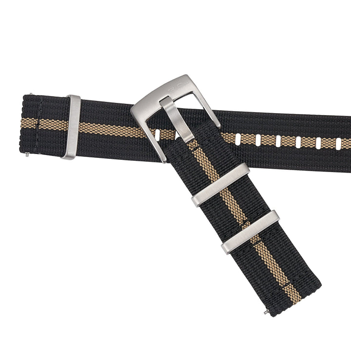 Ribbed Mako FN - Black & Tan - BluShark Straps