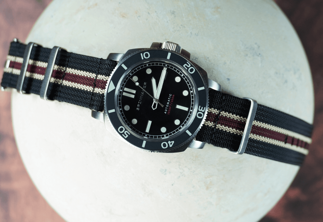 Ribbed Mako FN - Black, Tan & Red - BluShark Straps