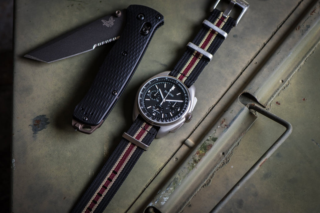 Ribbed Mako FN - Black, Tan & Red - BluShark Straps