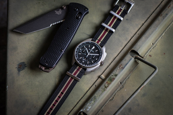 Ribbed Mako FN - Black, Tan & Red - BluShark Straps