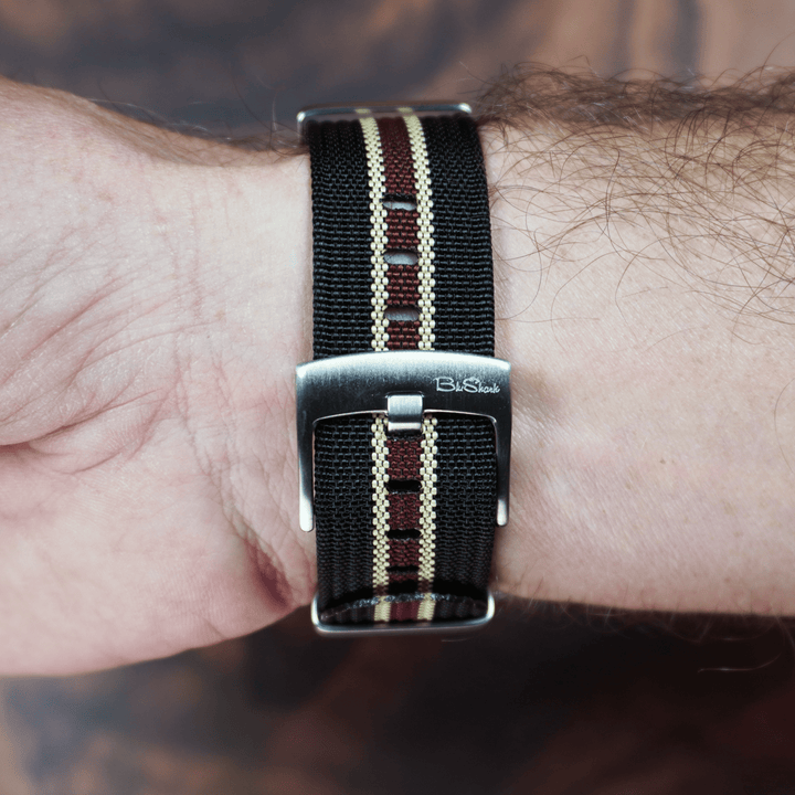 Ribbed Mako FN - Black, Tan & Red - BluShark Straps