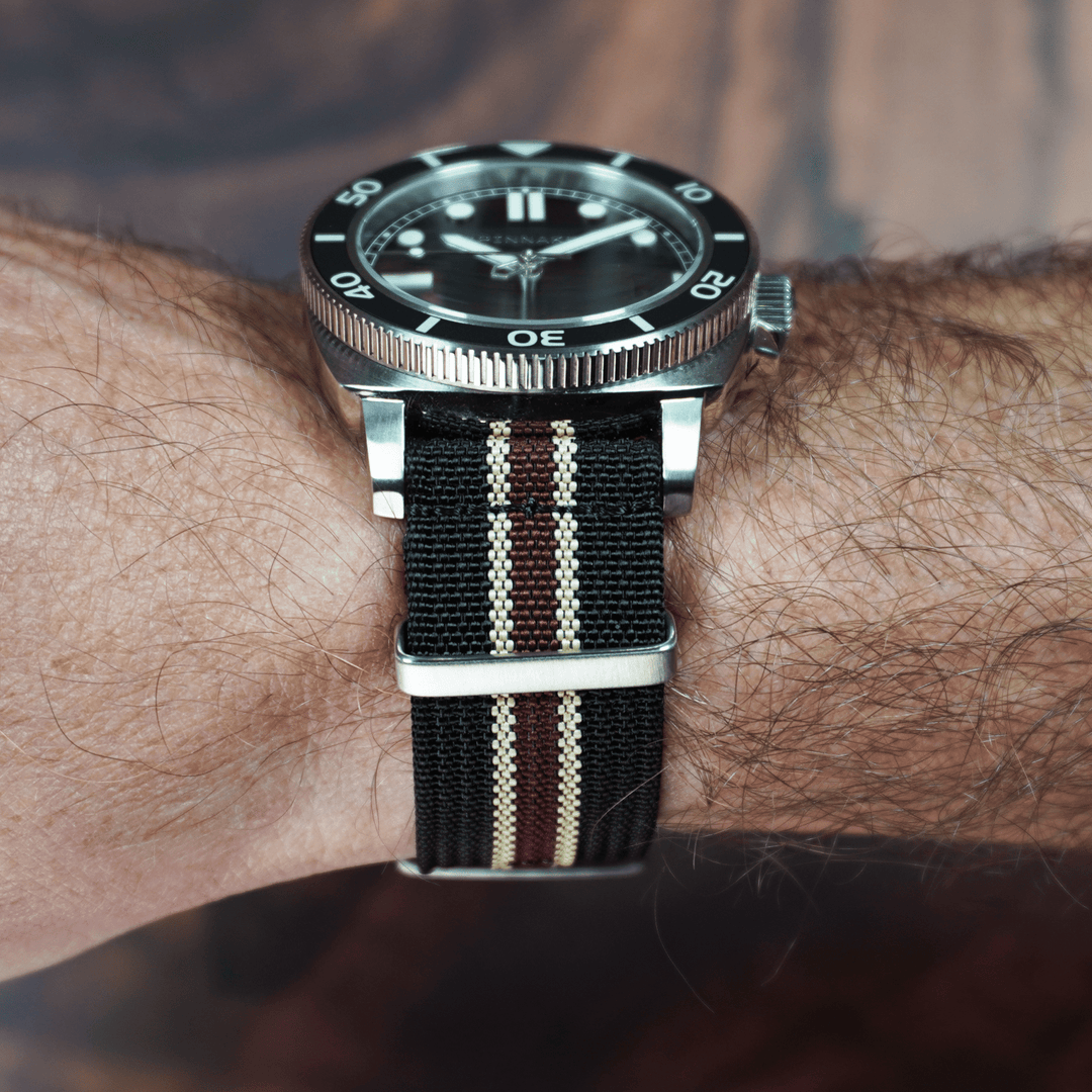 Ribbed Mako FN - Black, Tan & Red - BluShark Straps