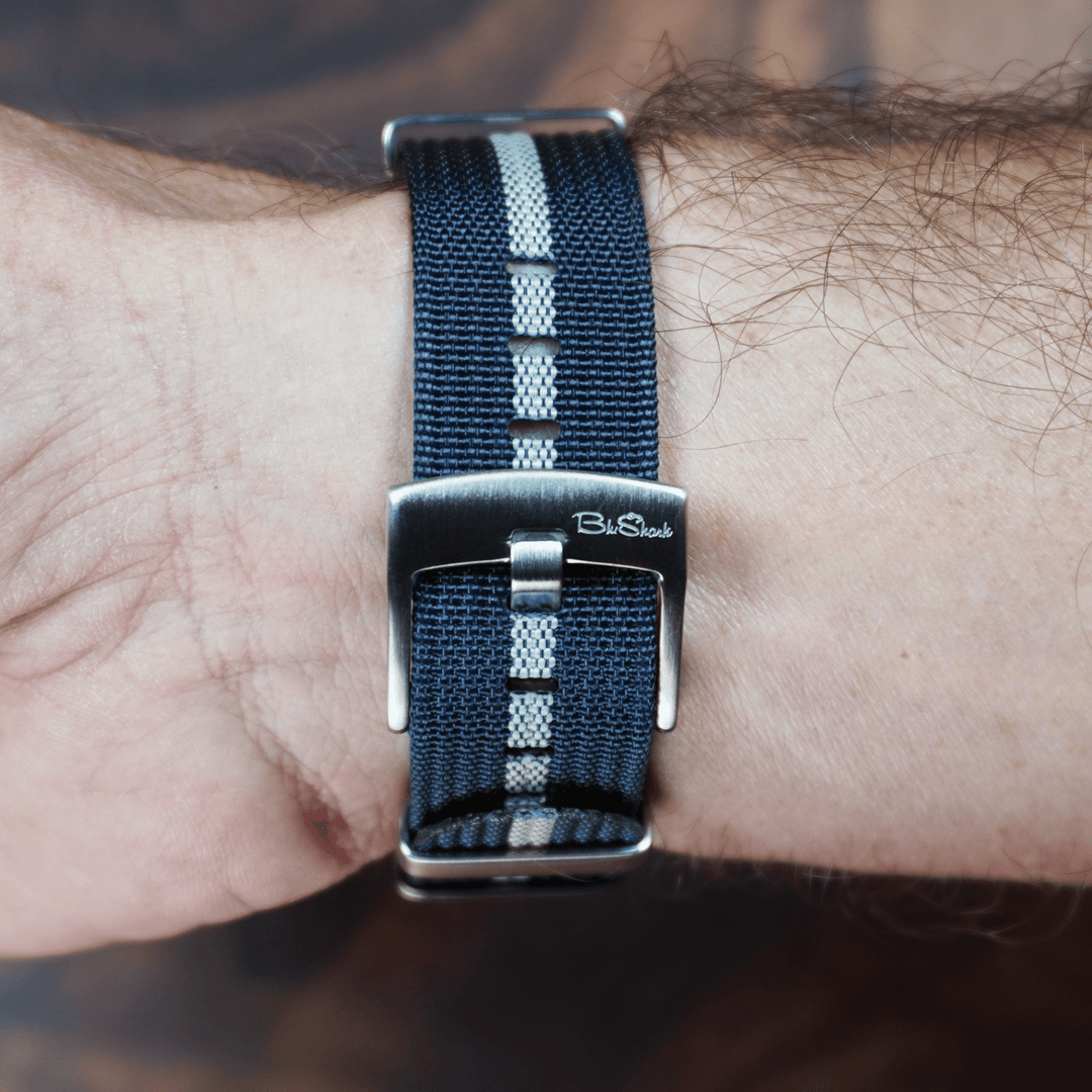 Ribbed Mako FN - Blue & White - BluShark Straps