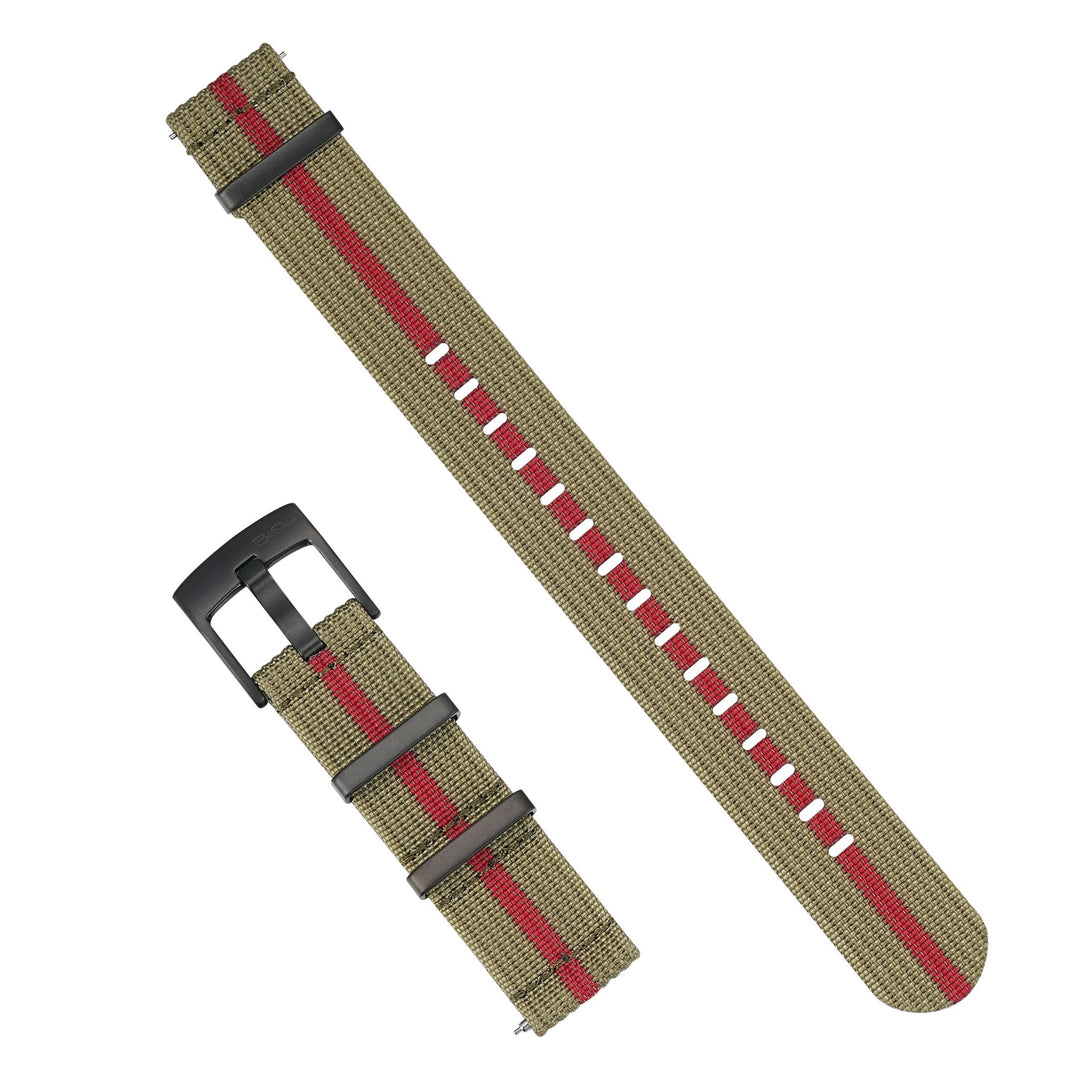 Ribbed Mako FN - Olive & Red - BluShark Straps
