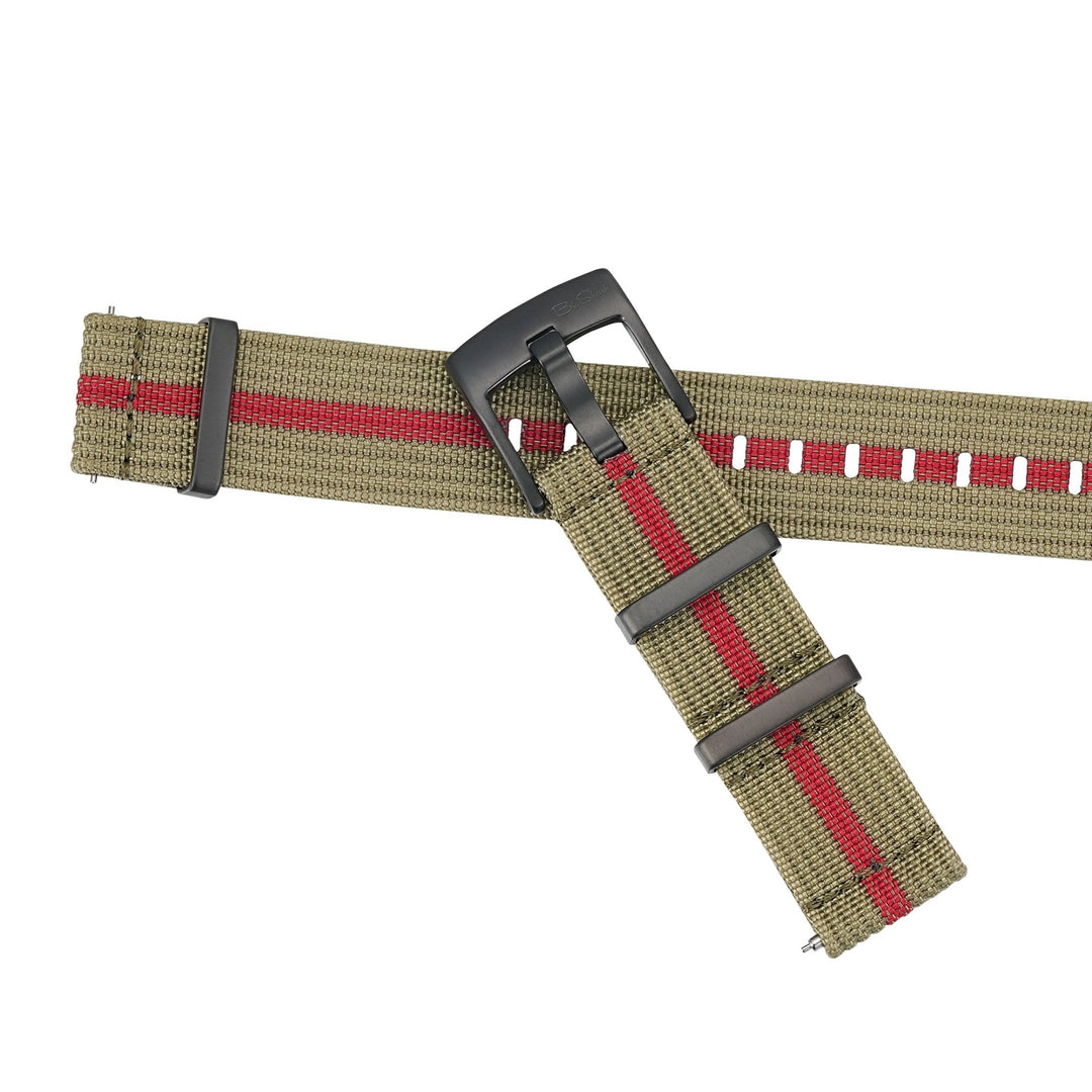 Ribbed Mako FN - Olive & Red - BluShark Straps