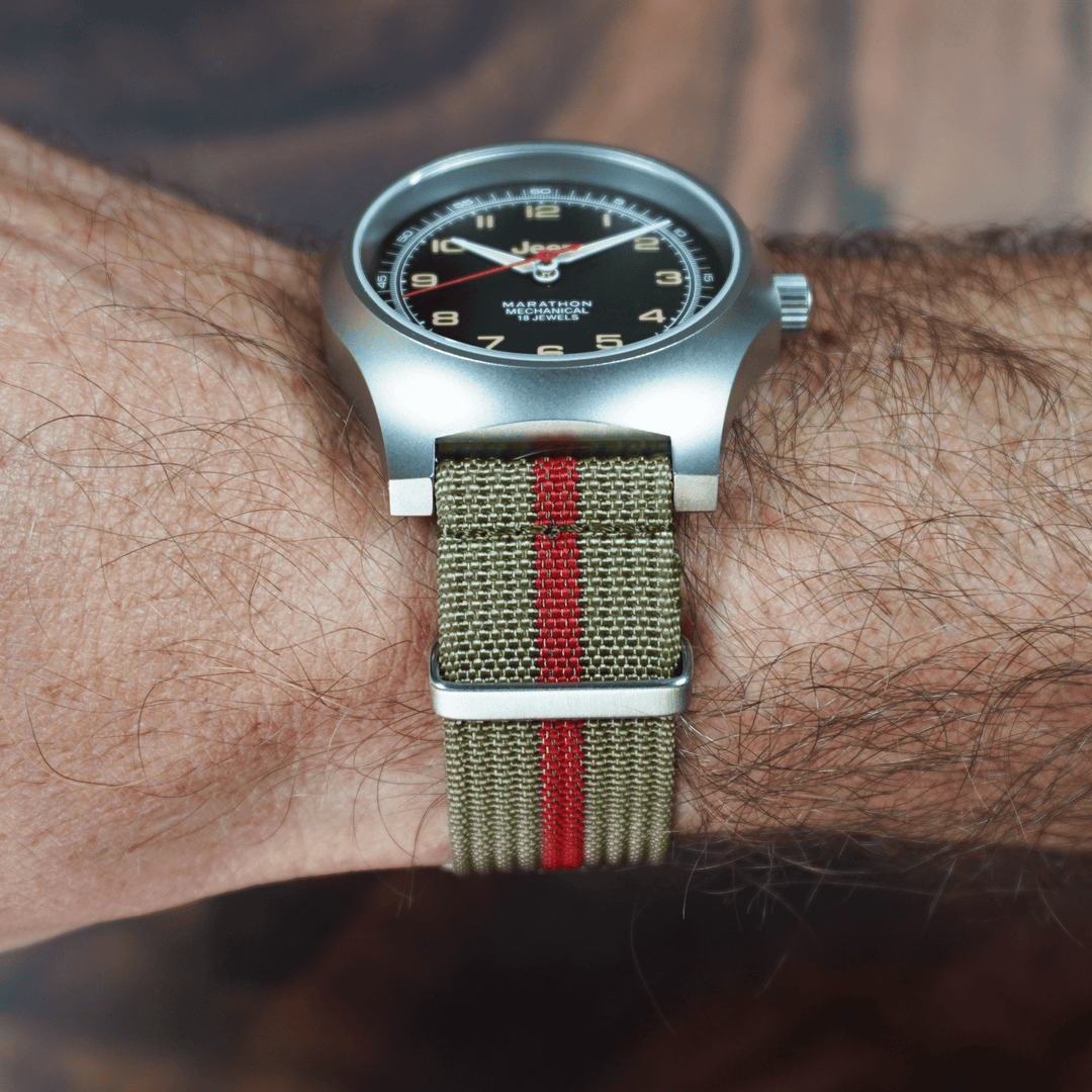 Ribbed Mako FN - Olive & Red - BluShark Straps
