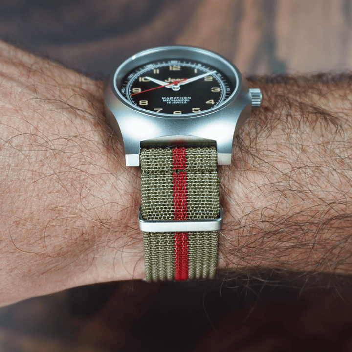 Ribbed Mako FN - Olive & Red - BluShark Straps