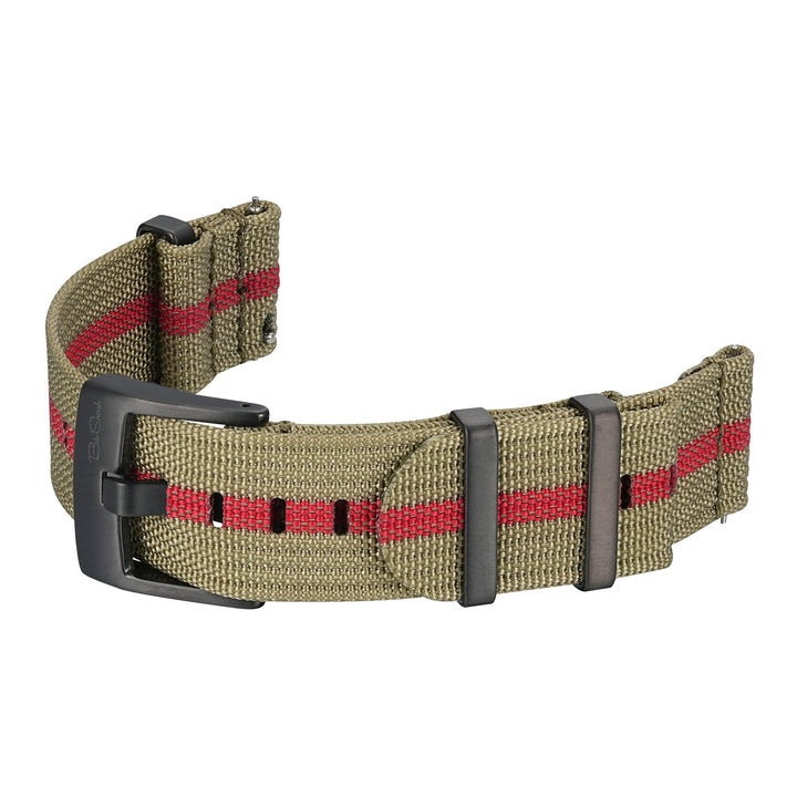 Ribbed Mako FN - Olive & Red - BluShark Straps