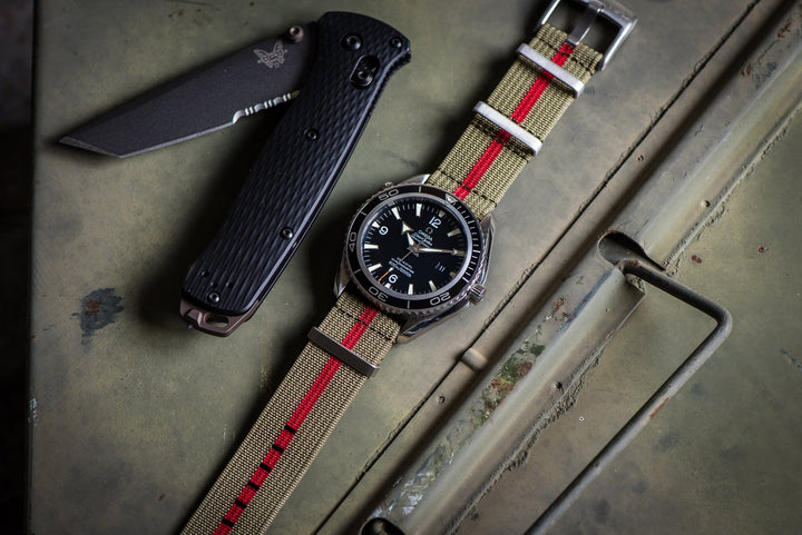 Ribbed Mako FN - Olive & Red - BluShark Straps