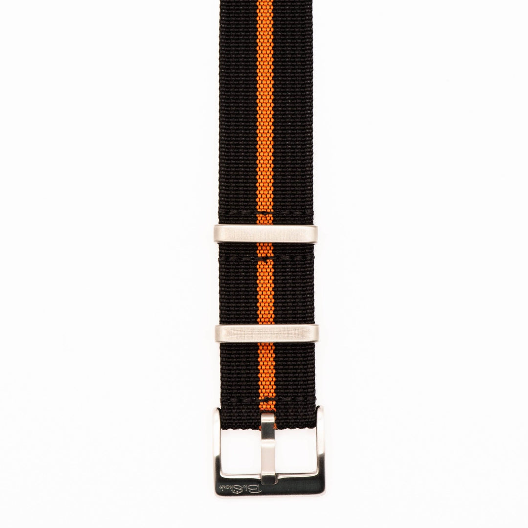 Ribbed Single - Pass - Black & Orange - BluShark Straps