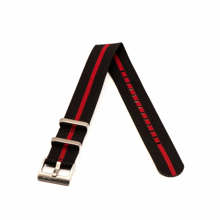 Ribbed Single - Pass - Black & Red - BluShark Straps