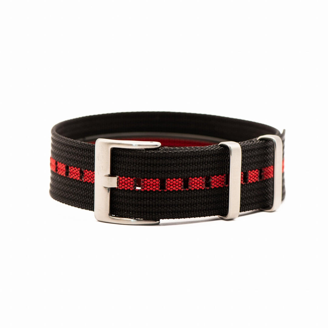 Ribbed Single - Pass - Black & Red - BluShark Straps
