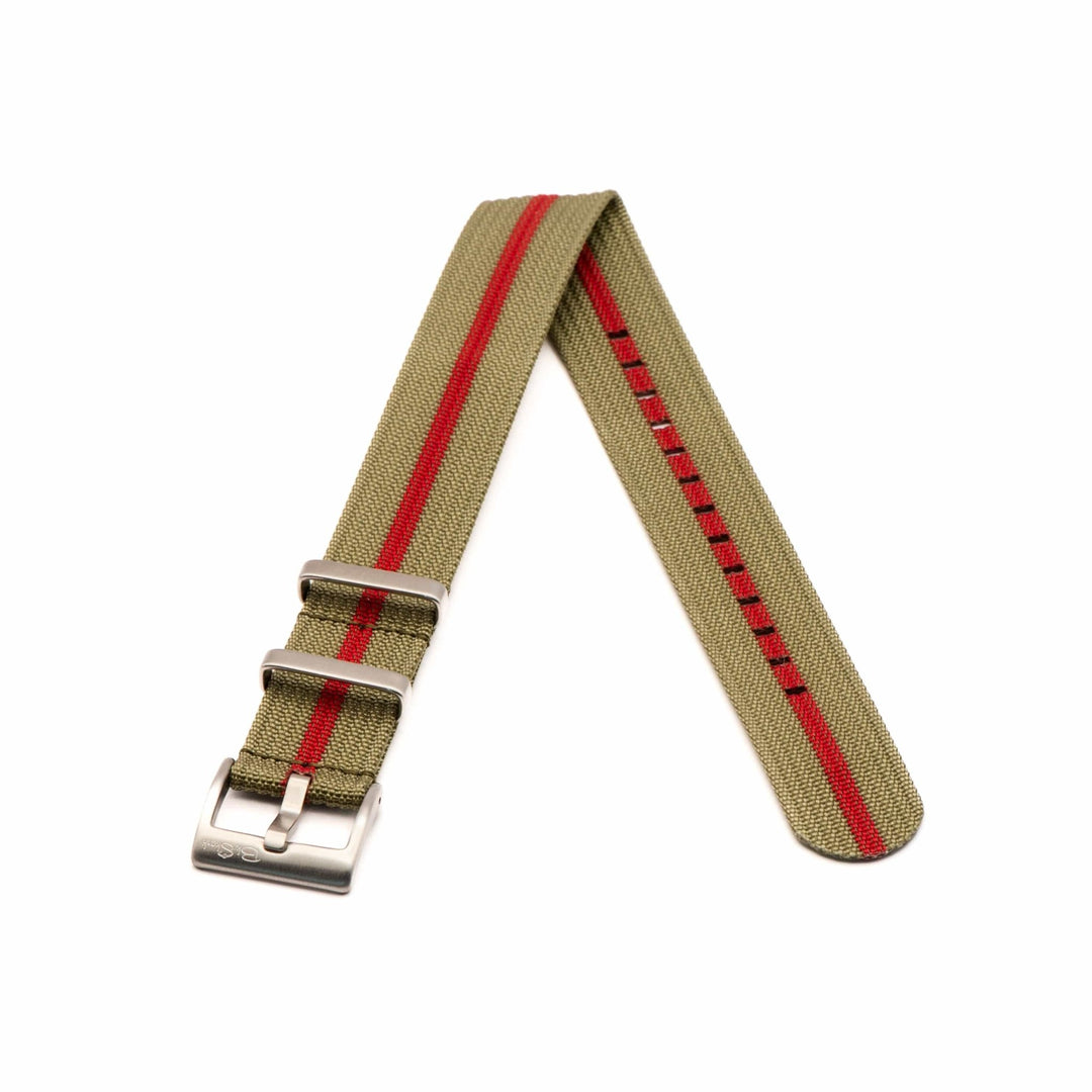 Ribbed Single - Pass - Olive & Red - BluShark Straps