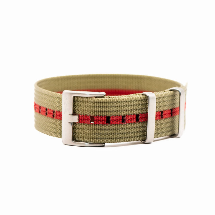 Ribbed Single - Pass - Olive & Red - BluShark Straps