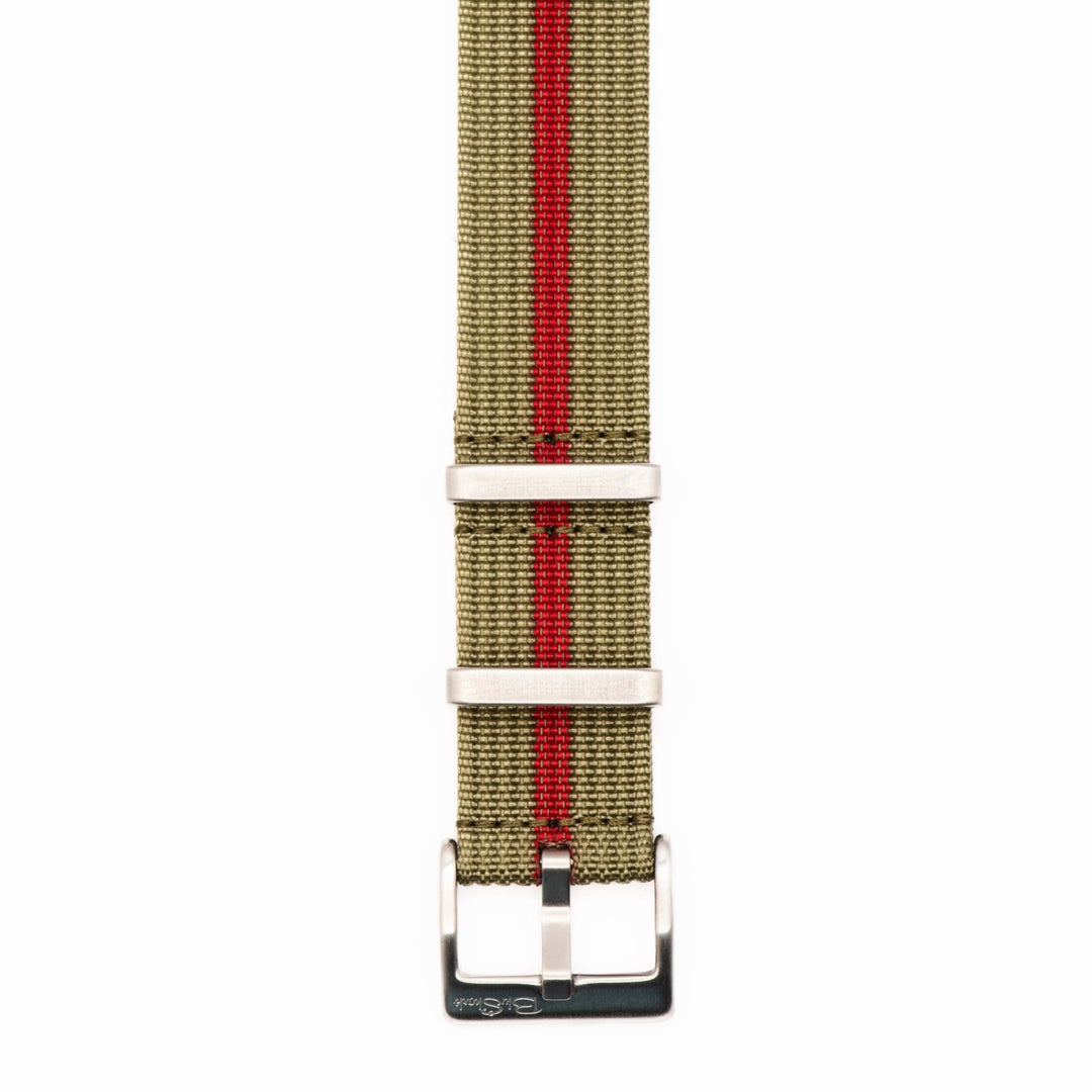 Ribbed Single - Pass - Olive & Red - BluShark Straps