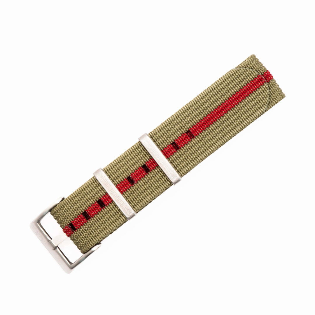 Ribbed Single - Pass - Olive & Red - BluShark Straps