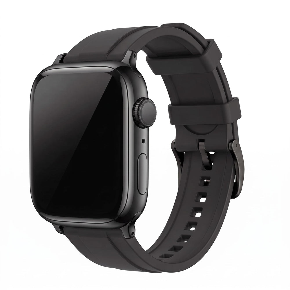 Ridge Rubber Band - For Apple Watch - Black - BluShark Straps