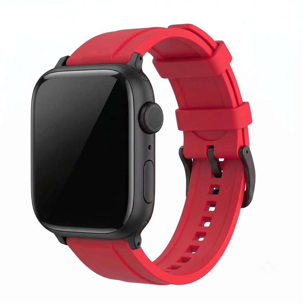 Ridge Rubber Band - For Apple Watch - Red - BluShark Straps