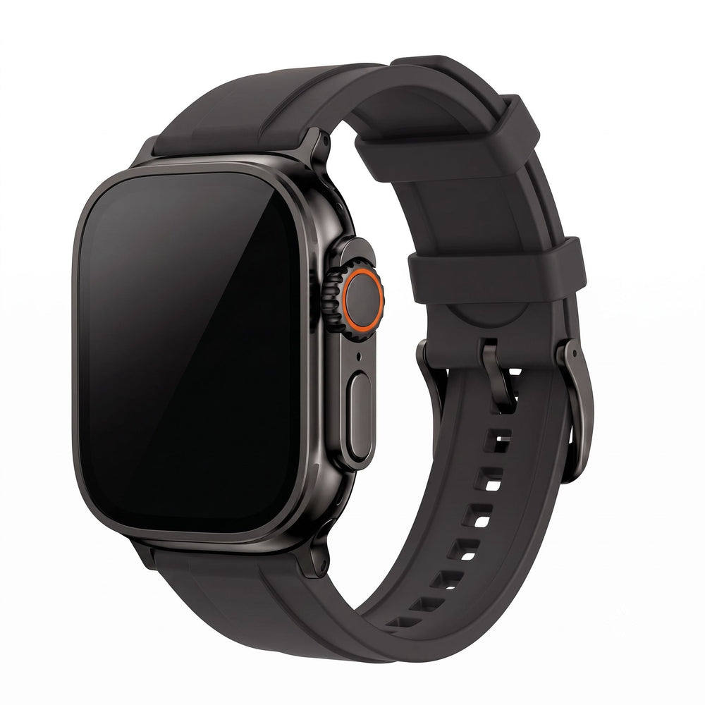 Ridge Rubber Band - For Apple Watch ULTRA - Black - BluShark Straps