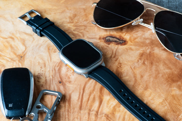 Ridge Rubber Band - For Apple Watch ULTRA - Black - BluShark Straps
