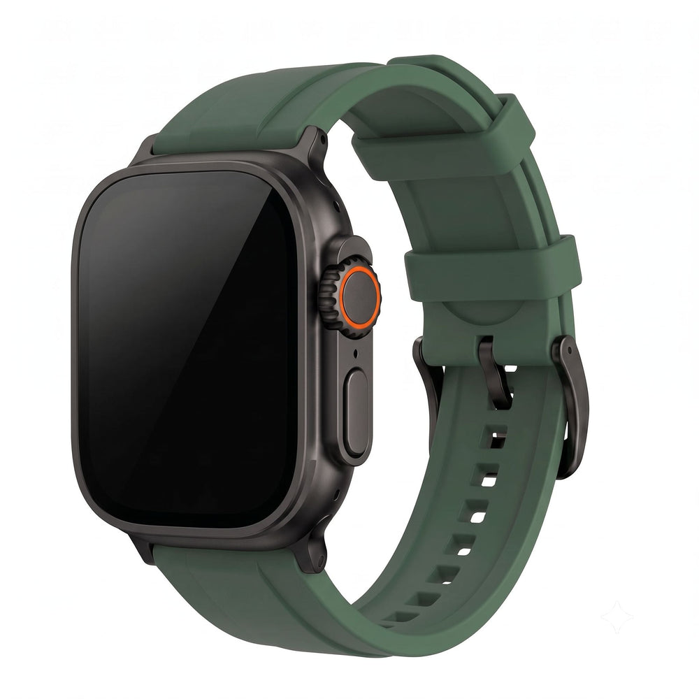 Ridge Rubber Band - For Apple Watch ULTRA - Grenade Green - BluShark Straps