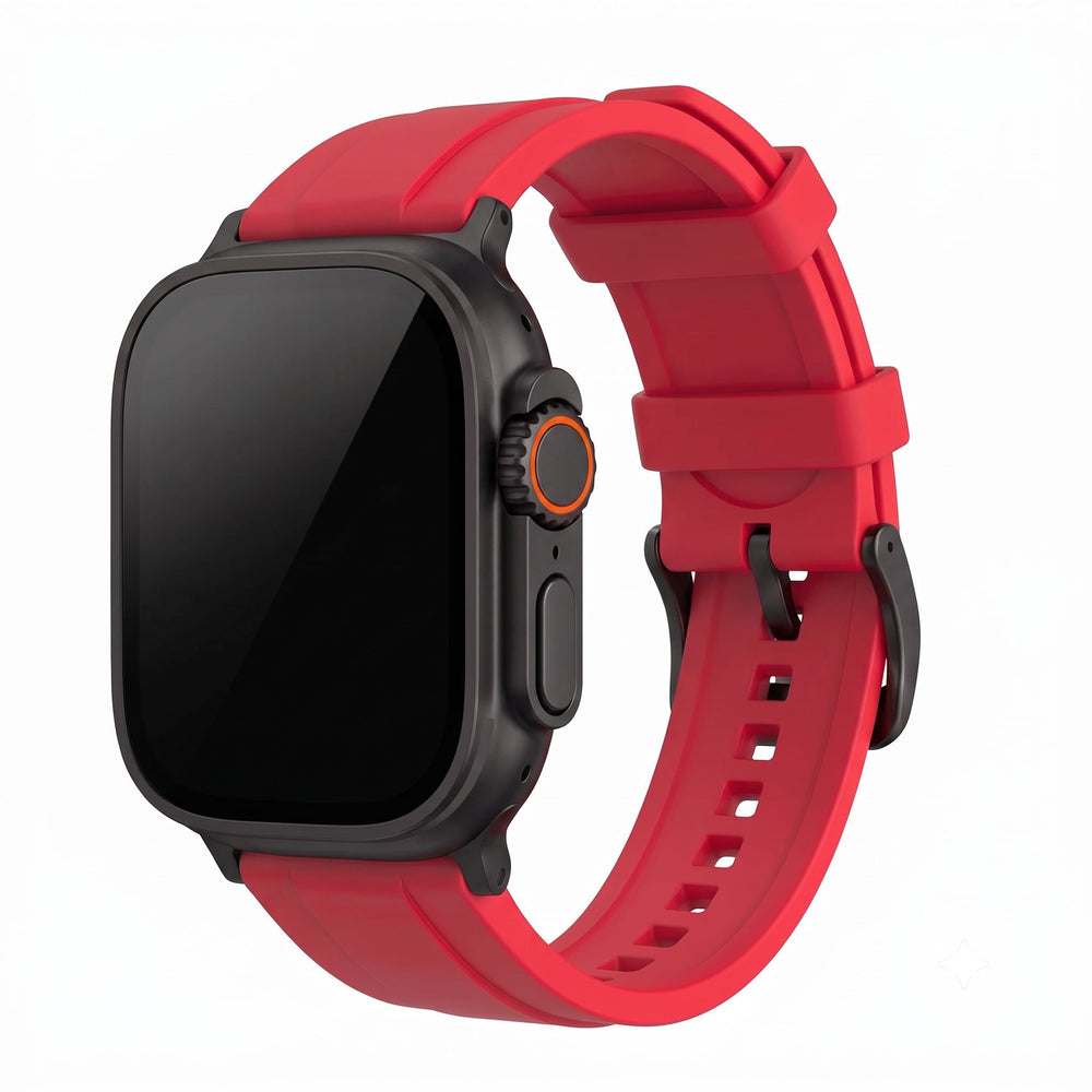 Ridge Rubber Band - For Apple Watch ULTRA - Red - BluShark Straps