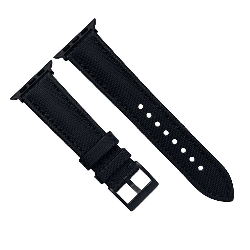 Sailcloth Band – For Apple Watch - Black with Black - BluShark Straps