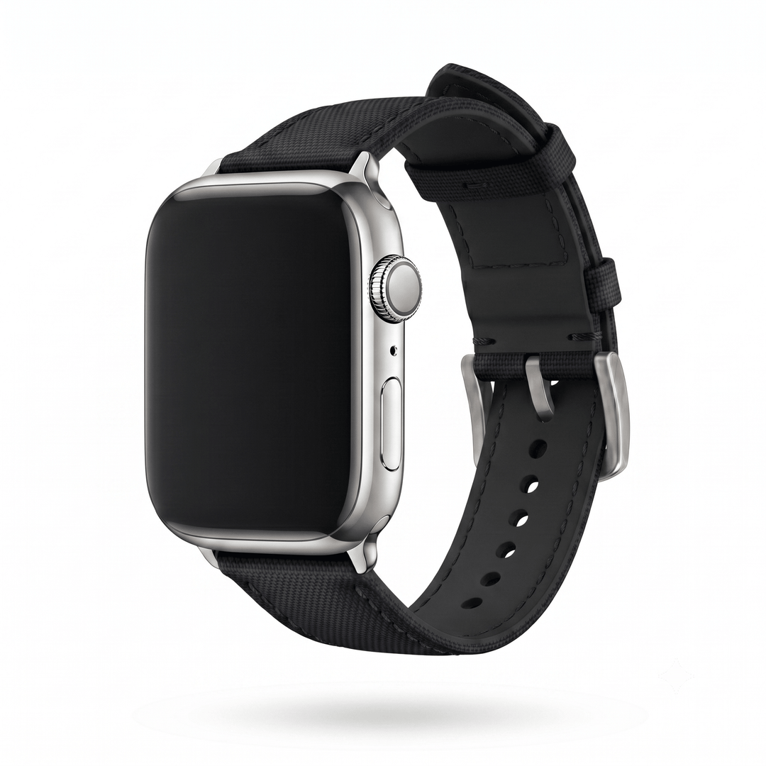 Sailcloth Band – For Apple Watch - Black with Black - BluShark Straps