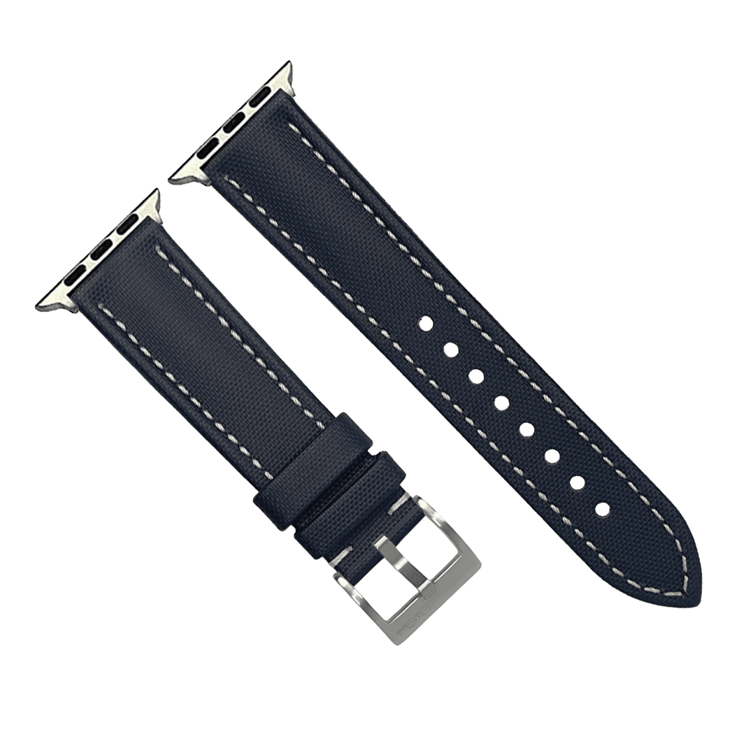 Sailcloth Band – For Apple Watch - Blue with White - BluShark Straps