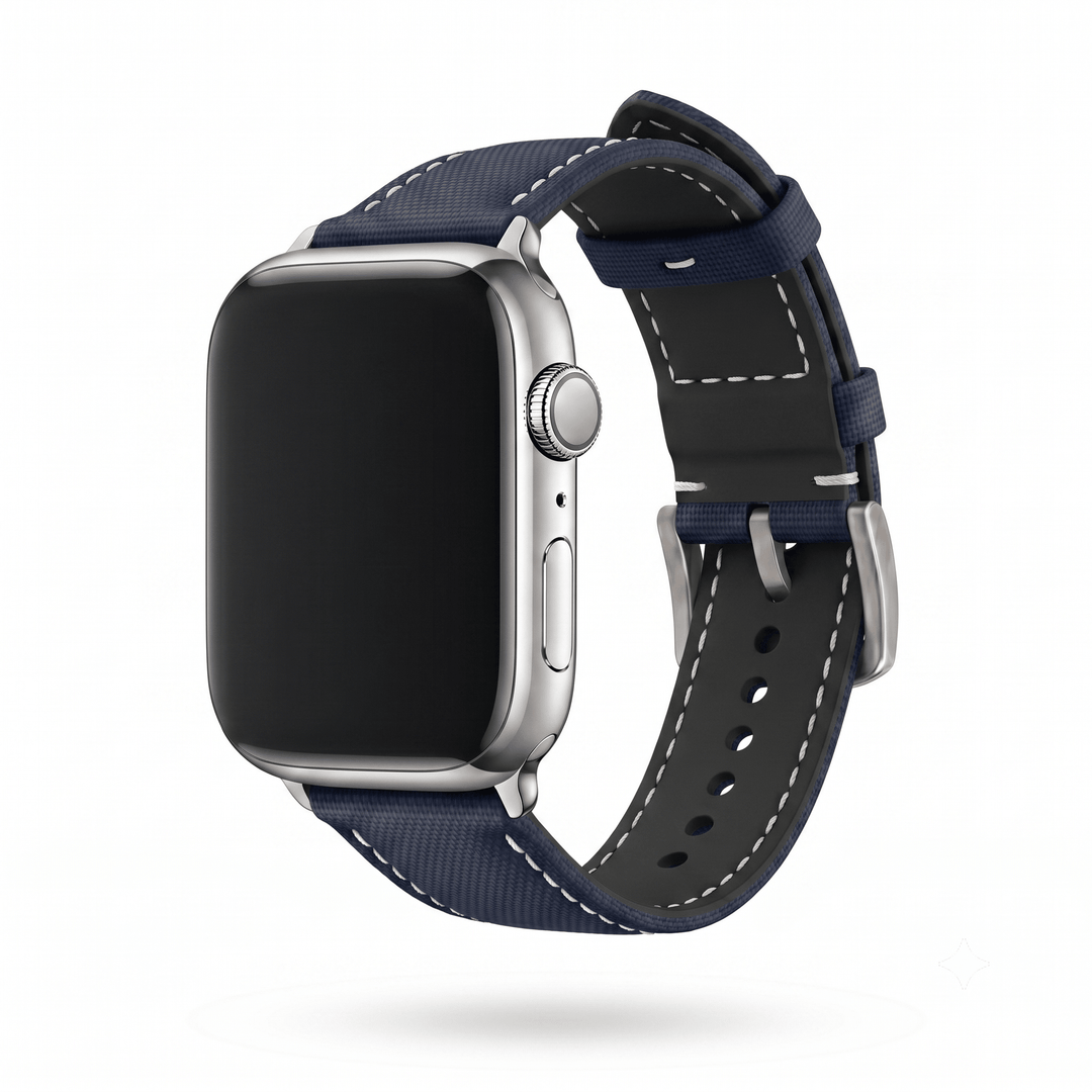 Sailcloth Band – For Apple Watch - Blue with White - BluShark Straps