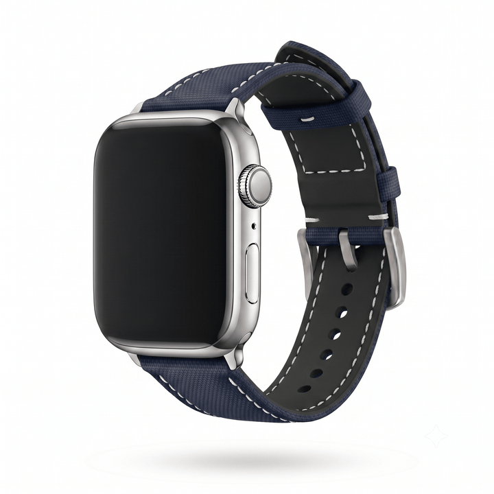 Sailcloth Band – For Apple Watch - Blue with White - BluShark Straps