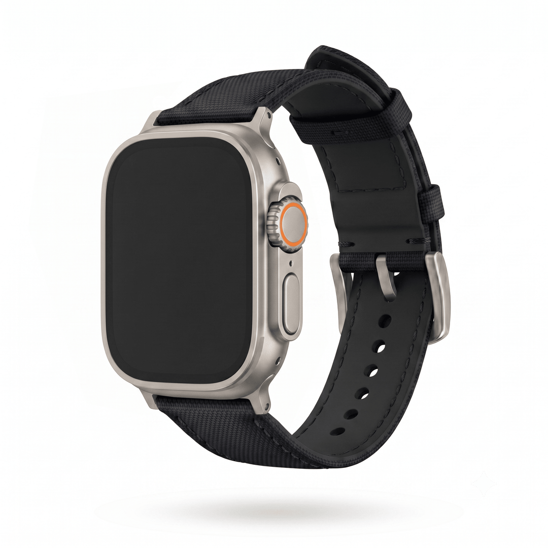Sailcloth Band - For Apple Watch ULTRA - Black with Black - BluShark Straps