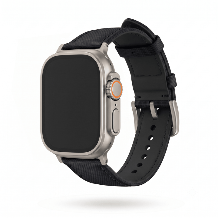 Sailcloth Band - For Apple Watch ULTRA - Black with Black - BluShark Straps