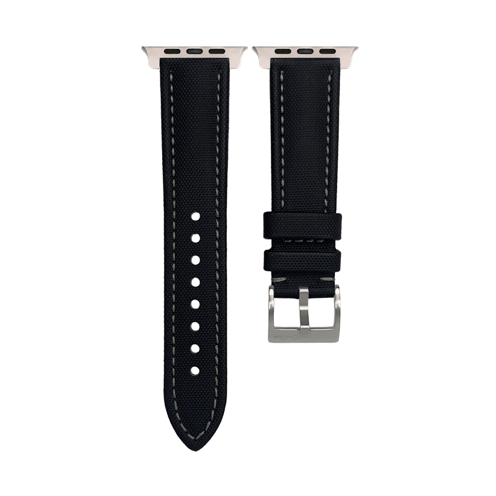 Sailcloth Band - For Apple Watch ULTRA - Black with Gray - BluShark Straps