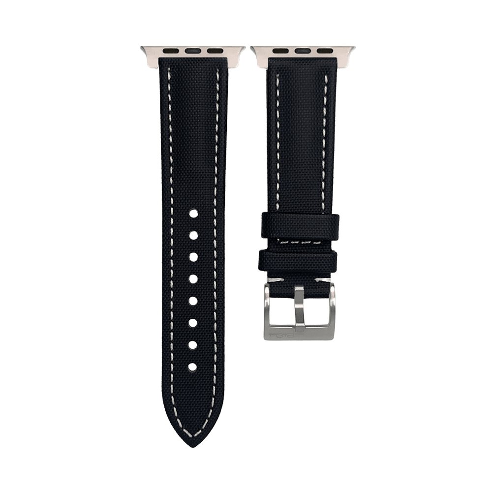 Sailcloth Band - For Apple Watch ULTRA - Black with White - BluShark Straps