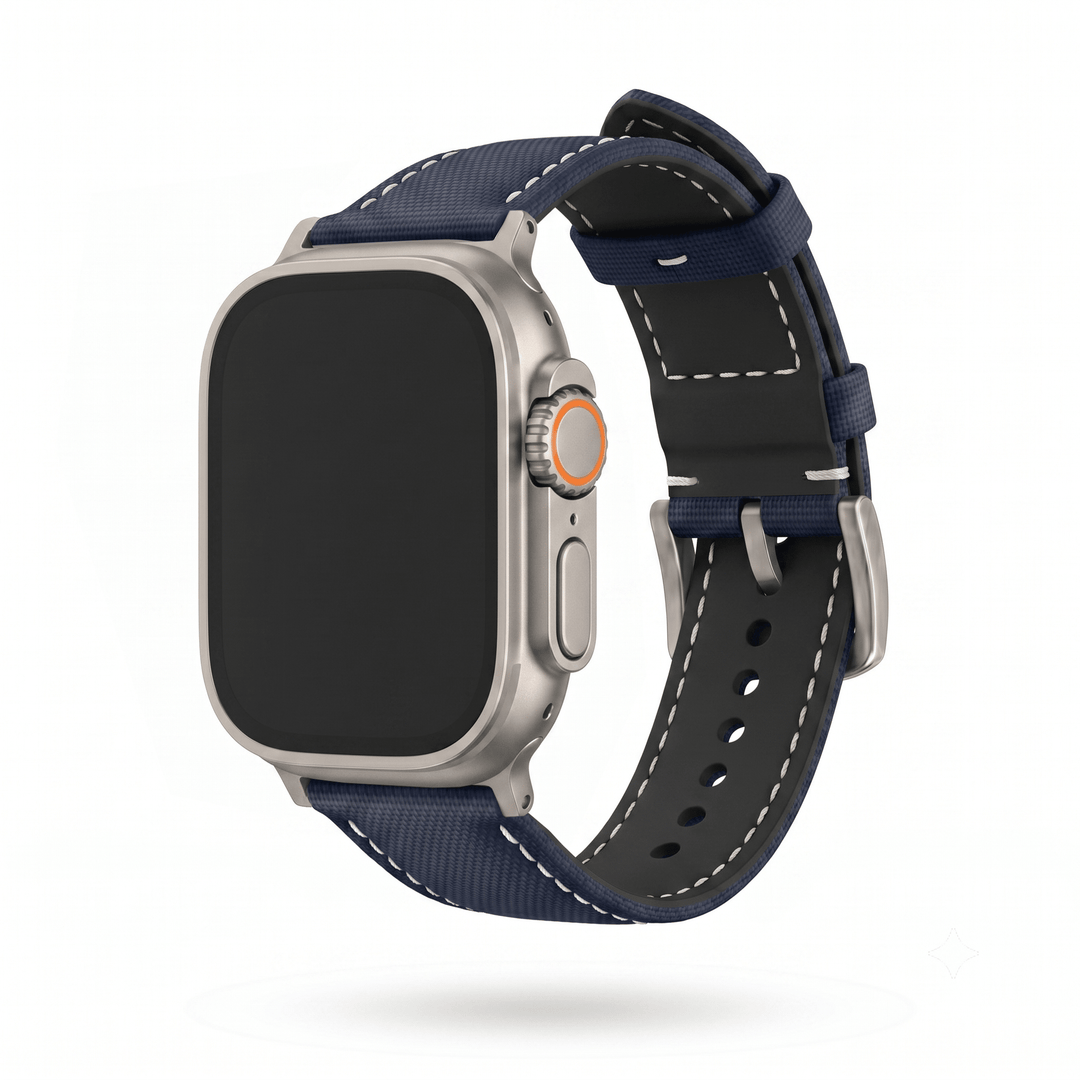 Sailcloth Band - For Apple Watch ULTRA - Blue with White - BluShark Straps