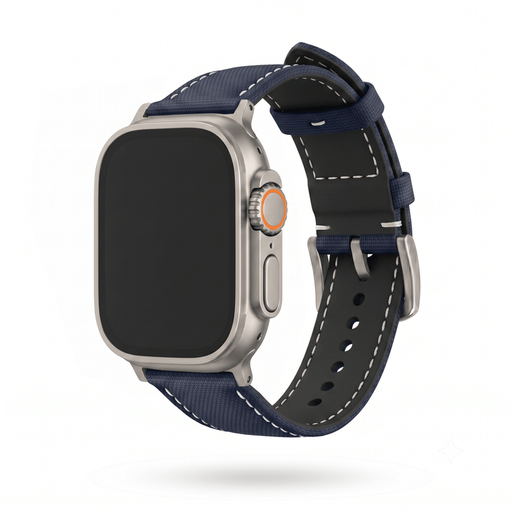 Sailcloth Band - For Apple Watch ULTRA - Blue with White - BluShark Straps