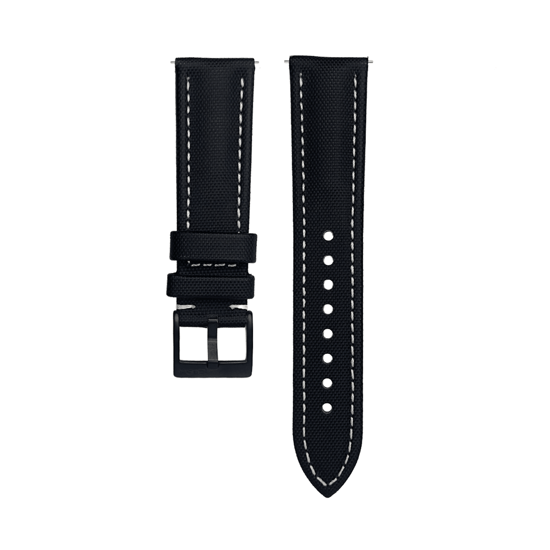 Sailcloth - Black with White - BluShark Straps