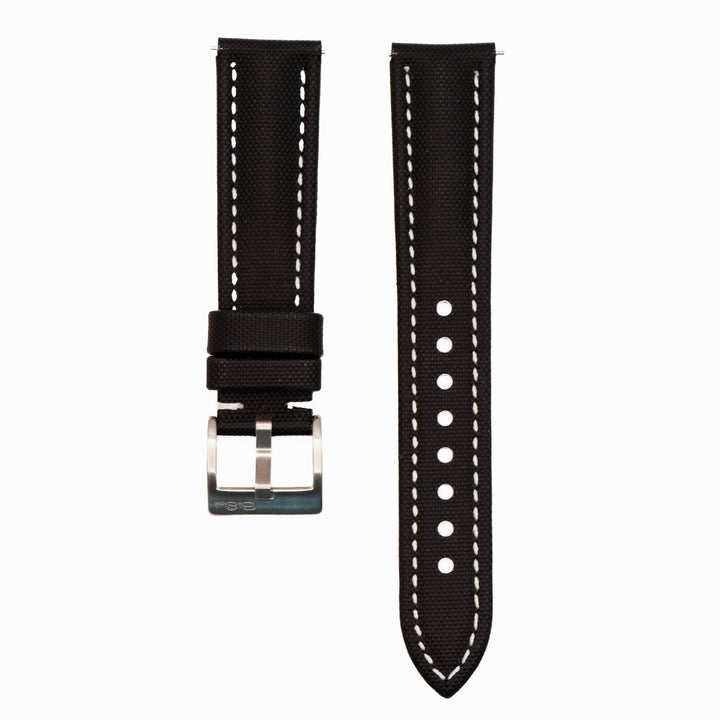 Sailcloth - Black with White - BluShark Straps