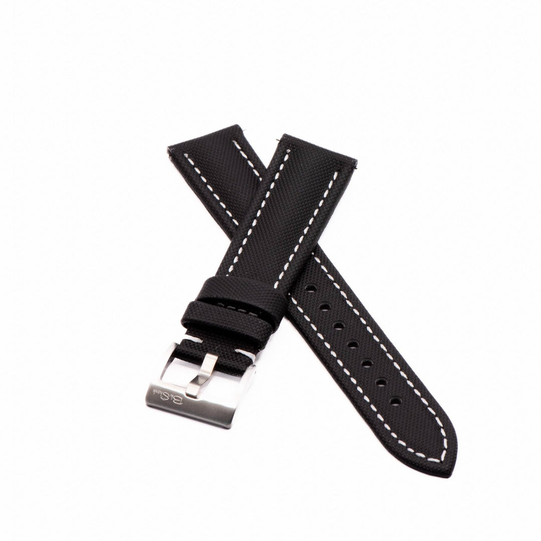 Sailcloth - Black with White - BluShark Straps