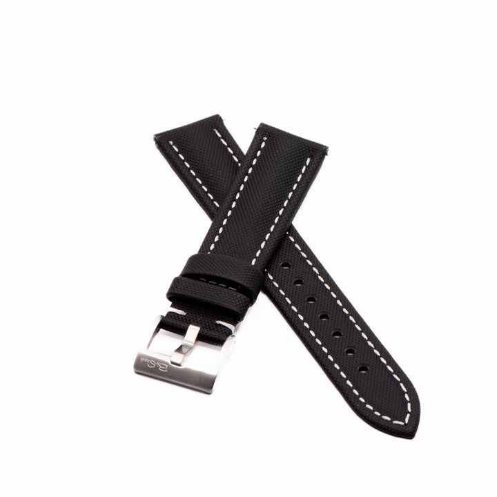 Sailcloth - Black with White - BluShark Straps