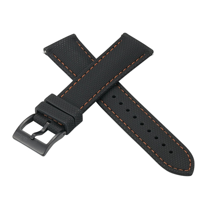 Sailcloth Rubber Buckle - Black/Orange - BluShark Straps