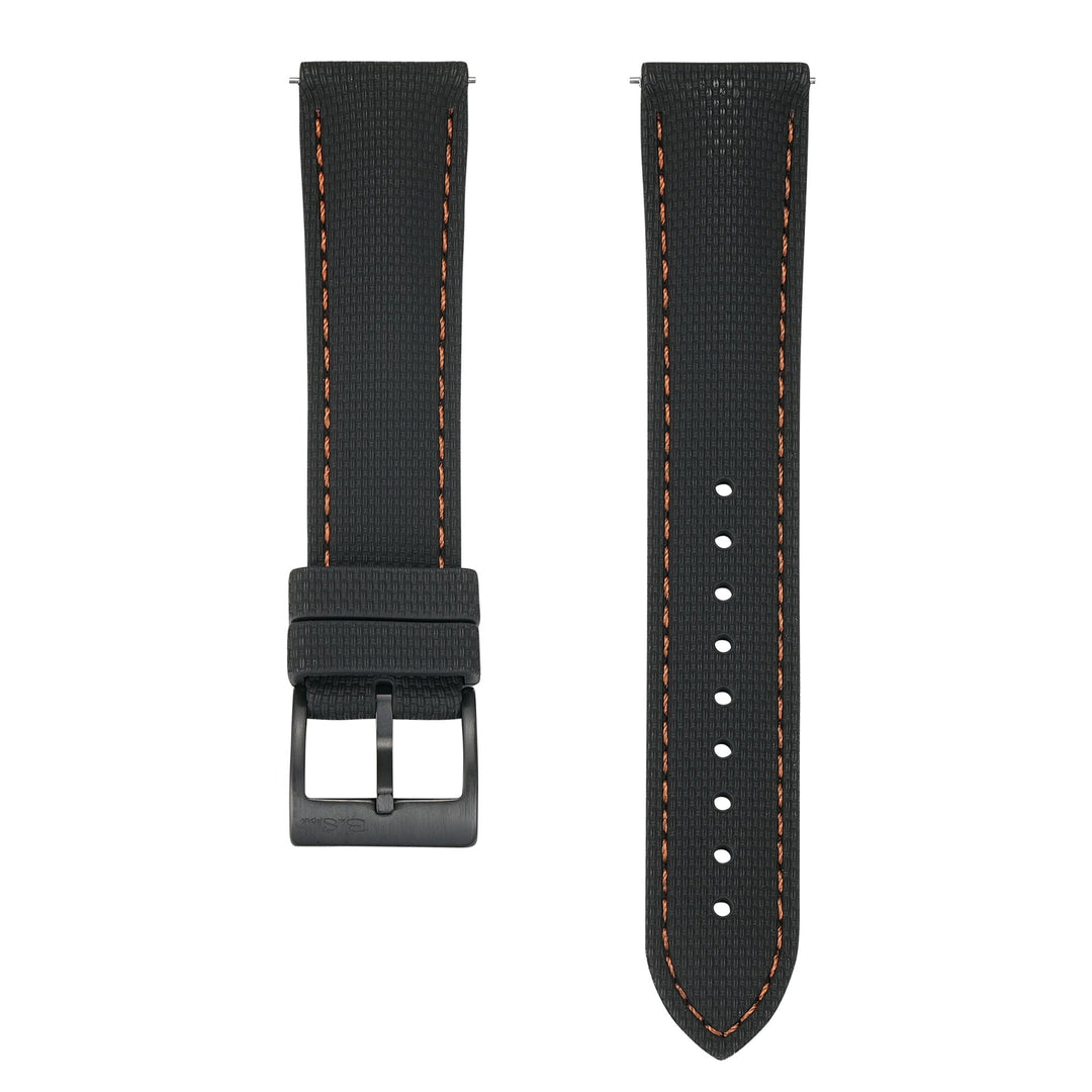 Sailcloth Rubber Buckle - Black/Orange - BluShark Straps